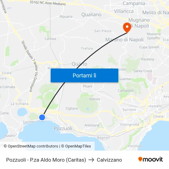 Pozzuoli - P.za Aldo Moro (Caritas) to Calvizzano map