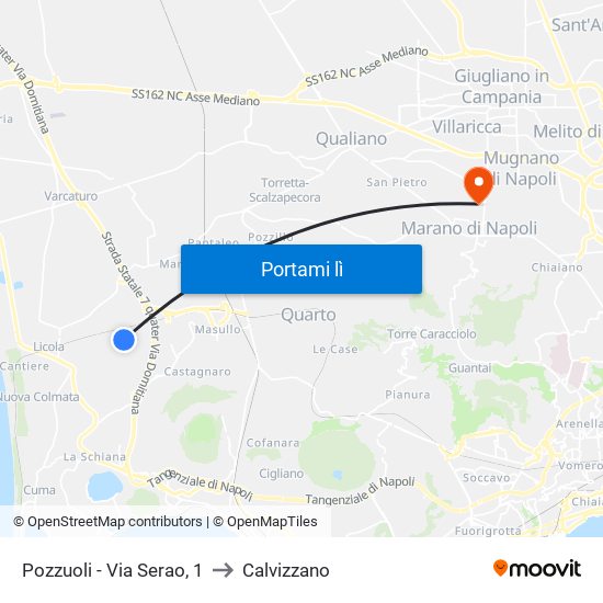 Pozzuoli - Via Serao, 1 to Calvizzano map