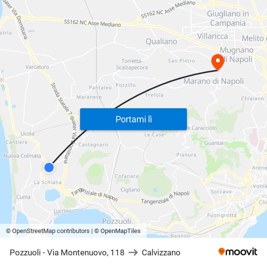 Pozzuoli - Via Montenuovo, 118 to Calvizzano map