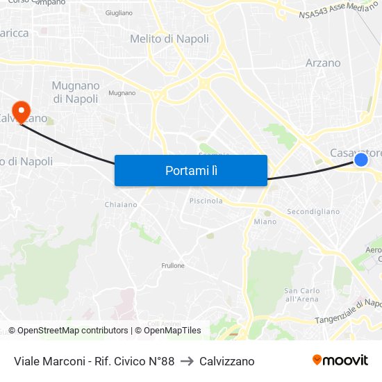 Viale Marconi - Rif. Civico N°88 to Calvizzano map