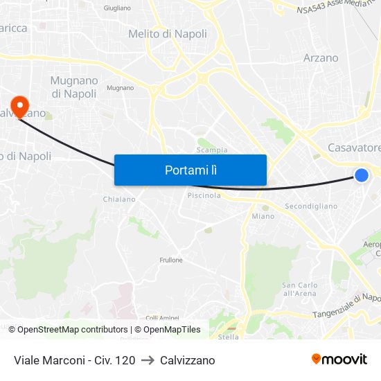 Viale Marconi - Civ. 120 to Calvizzano map