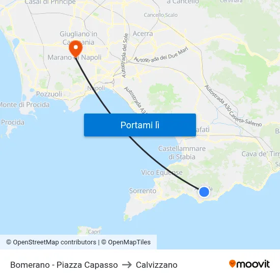 Bomerano - Piazza Capasso to Calvizzano map