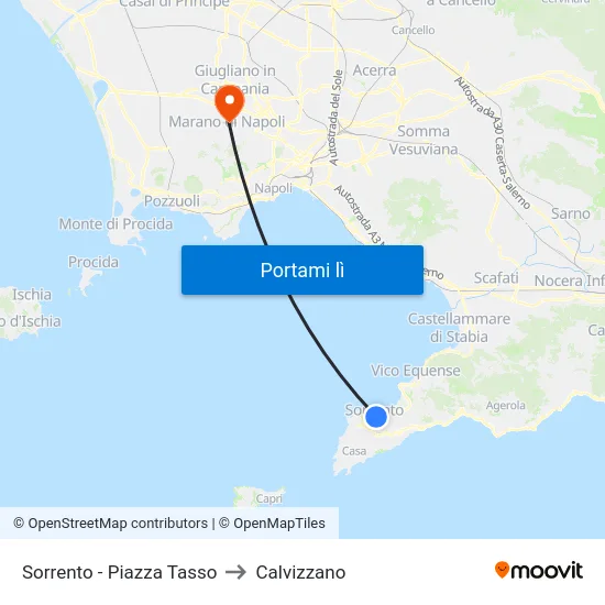 Sorrento - Piazza Tasso to Calvizzano map