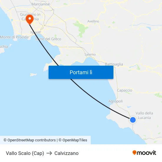 Vallo Scalo (Cap) to Calvizzano map