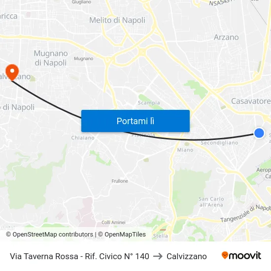 Via Taverna Rossa - Rif. Civico N° 140 to Calvizzano map