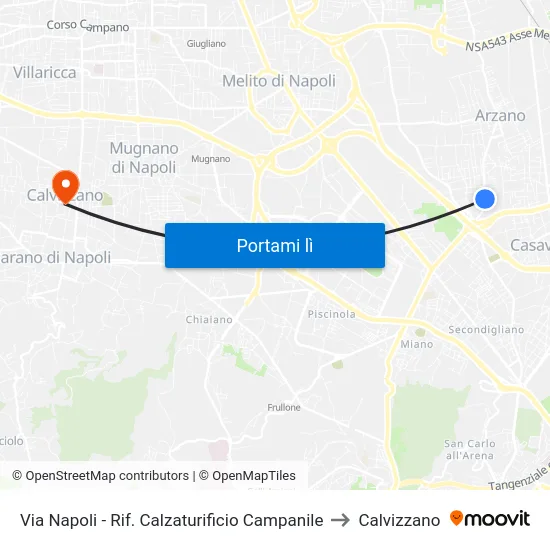 Via Napoli - Rif. Calzaturificio Campanile to Calvizzano map
