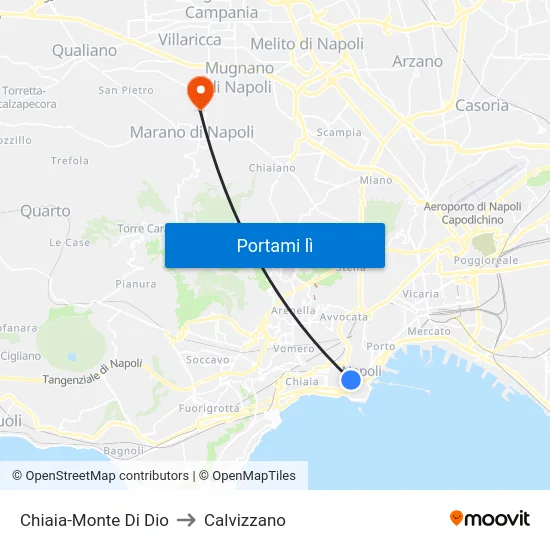 Chiaia-Monte Di Dio to Calvizzano map