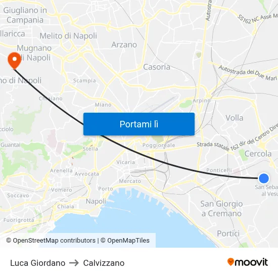 Luca Giordano to Calvizzano map
