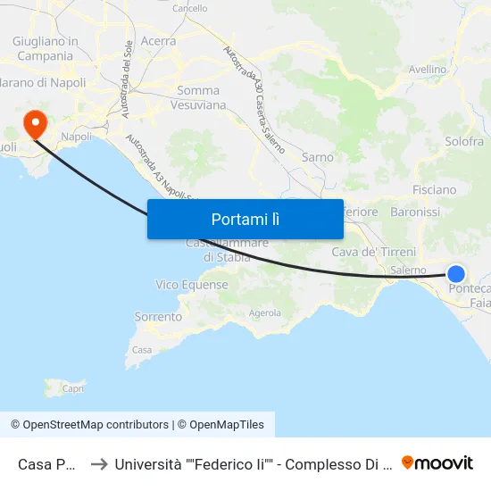 Casa Polla 53 to Università ""Federico Ii"" - Complesso Di Monte Sant'Angelo map