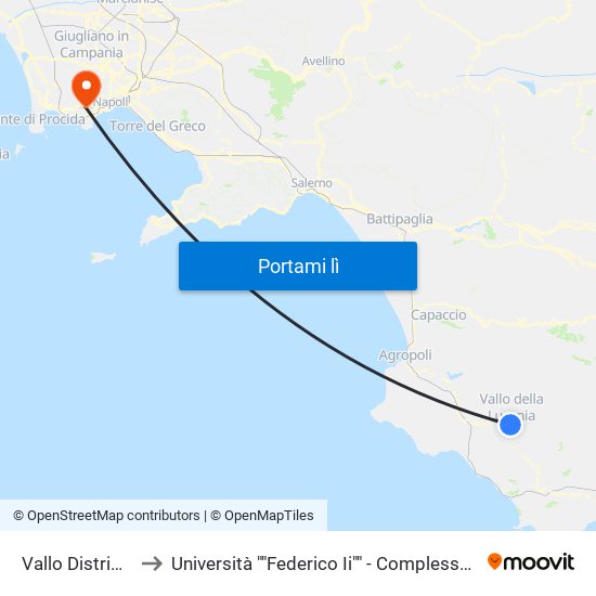 Vallo Distributore Eni to Università ""Federico Ii"" - Complesso Di Monte Sant'Angelo map