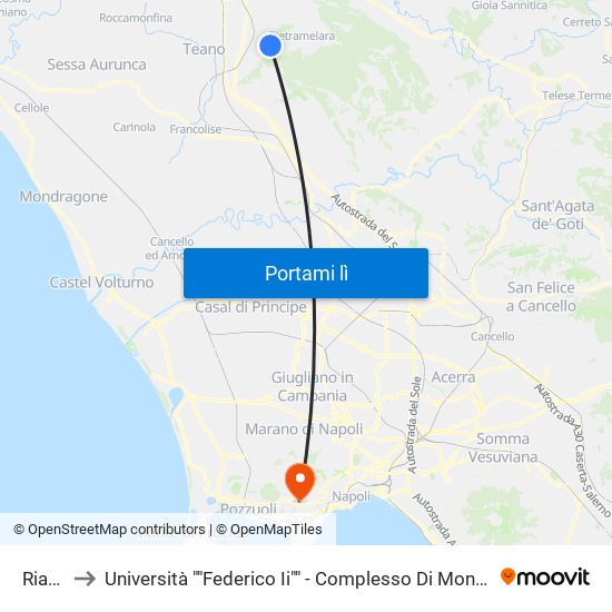 Riardo to Università ""Federico Ii"" - Complesso Di Monte Sant'Angelo map