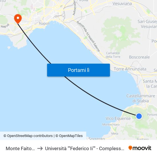 Monte Faito (Funivia) to Università ""Federico Ii"" - Complesso Di Monte Sant'Angelo map