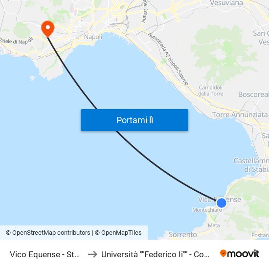 Vico Equense - Staz. Circumvesuviana to Università ""Federico Ii"" - Complesso Di Monte Sant'Angelo map