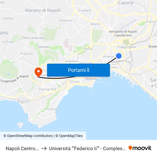 Napoli Centro Direzionale to Università ""Federico Ii"" - Complesso Di Monte Sant'Angelo map