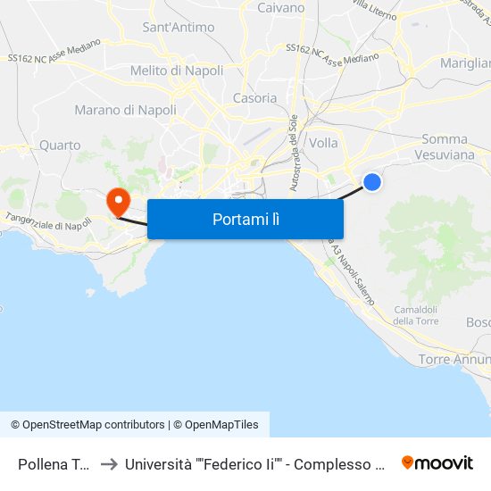 Pollena Trocchia to Università ""Federico Ii"" - Complesso Di Monte Sant'Angelo map