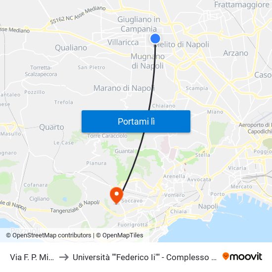 Via F. P. Michetti, 3 to Università ""Federico Ii"" - Complesso Di Monte Sant'Angelo map