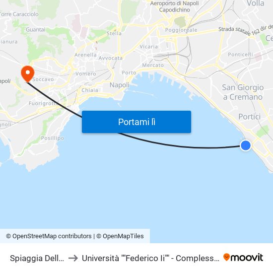 Spiaggia Delle Mortelle to Università ""Federico Ii"" - Complesso Di Monte Sant'Angelo map