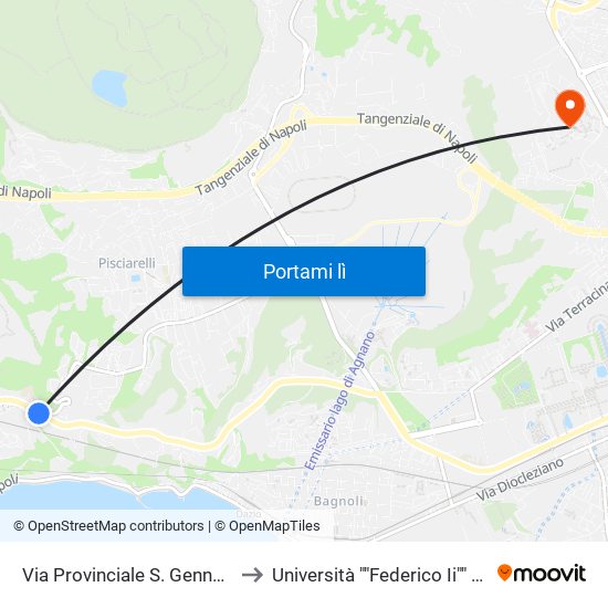 Via Provinciale S. Gennaro - Di Fronte Ex Ospedale Civ. 38 to Università ""Federico Ii"" - Complesso Di Monte Sant'Angelo map