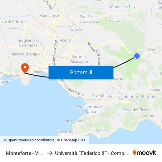 Monteforte - Via Nazionale, 80 to Università ""Federico Ii"" - Complesso Di Monte Sant'Angelo map