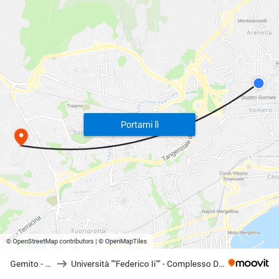 Gemito - Rossini to Università ""Federico Ii"" - Complesso Di Monte Sant'Angelo map