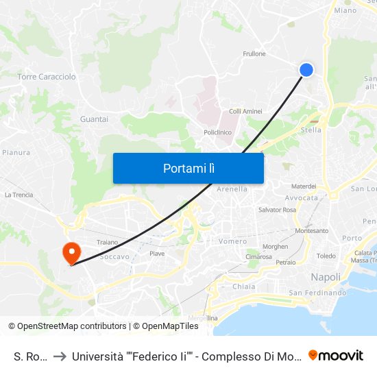 S. Rocco to Università ""Federico Ii"" - Complesso Di Monte Sant'Angelo map