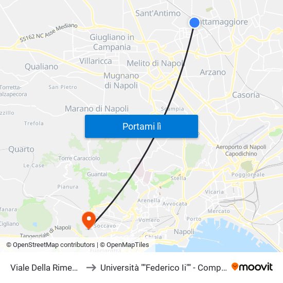 Viale Della Rimembranza - Civ. 69 to Università ""Federico Ii"" - Complesso Di Monte Sant'Angelo map