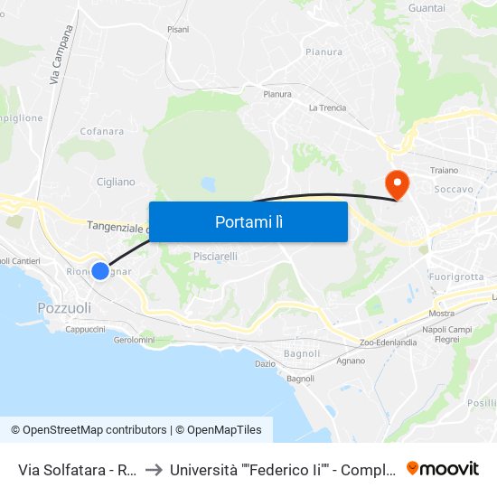 Via Solfatara - Rif. Civico N° 41 to Università ""Federico Ii"" - Complesso Di Monte Sant'Angelo map