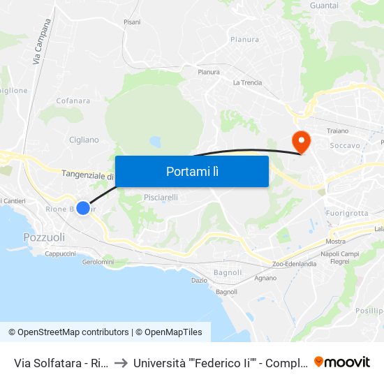 Via Solfatara - Rif. Civico N° 101 to Università ""Federico Ii"" - Complesso Di Monte Sant'Angelo map