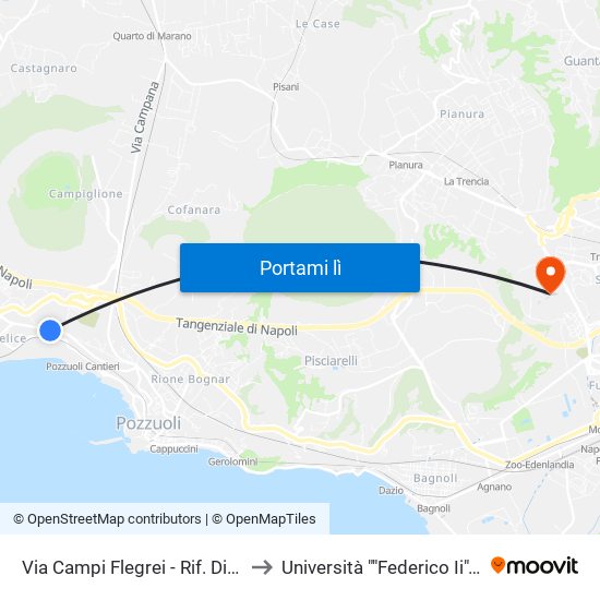Via Campi Flegrei - Rif. Di Fronte Olivetti Di Fronte Palina N° 3546 to Università ""Federico Ii"" - Complesso Di Monte Sant'Angelo map