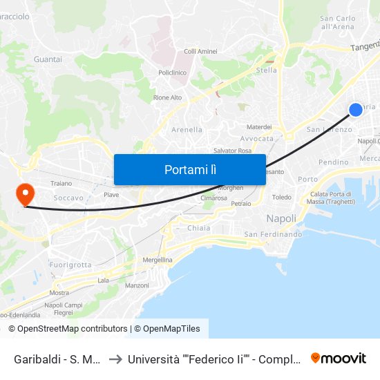 Garibaldi - S. Maria Della Fede to Università ""Federico Ii"" - Complesso Di Monte Sant'Angelo map