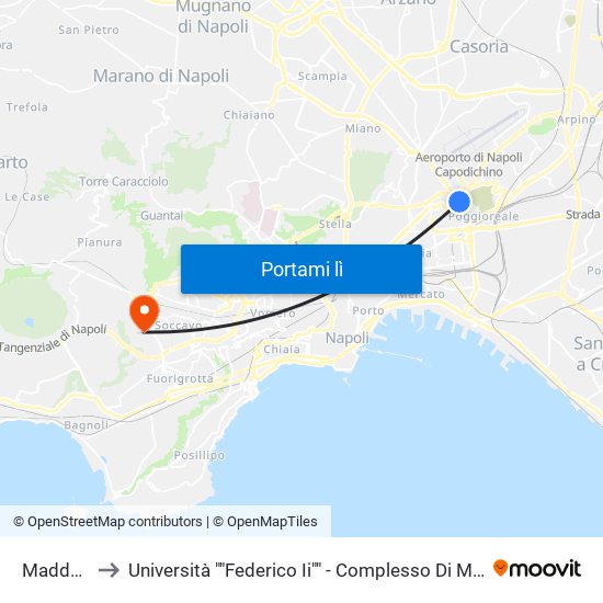 Maddalena to Università ""Federico Ii"" - Complesso Di Monte Sant'Angelo map