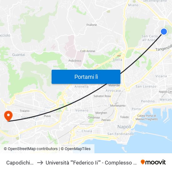 Capodichino - Feo to Università ""Federico Ii"" - Complesso Di Monte Sant'Angelo map