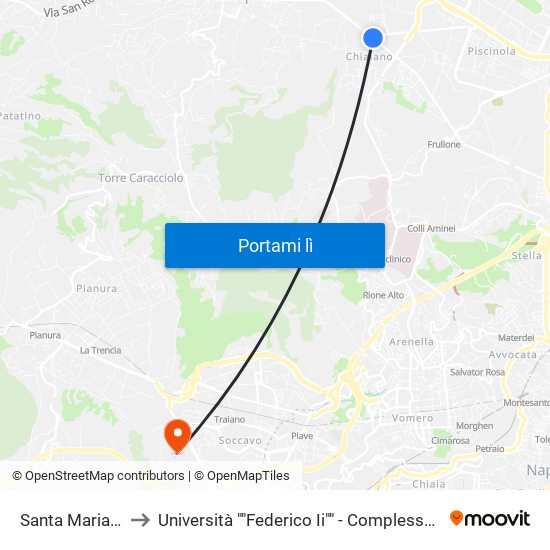 Santa Maria A Cubito to Università ""Federico Ii"" - Complesso Di Monte Sant'Angelo map