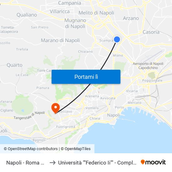 Napoli - Roma Verso Scampia to Università ""Federico Ii"" - Complesso Di Monte Sant'Angelo map