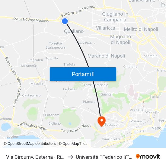 Via Circumv. Esterna - Rif. Di Fronte Civico N° 94 Eurostucchi to Università ""Federico Ii"" - Complesso Di Monte Sant'Angelo map