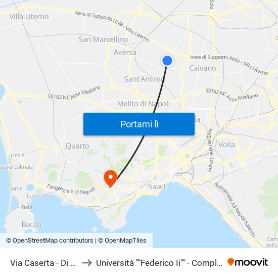 Via Caserta - Di Fronte Cimitero to Università ""Federico Ii"" - Complesso Di Monte Sant'Angelo map