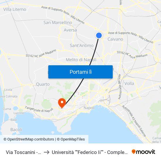 Via Toscanini - Rif. Civ. N° 2 to Università ""Federico Ii"" - Complesso Di Monte Sant'Angelo map