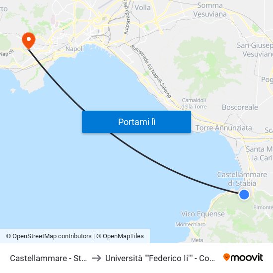 Castellammare - Strada Panoramica, 38 to Università ""Federico Ii"" - Complesso Di Monte Sant'Angelo map