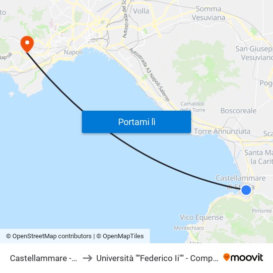 Castellammare - Terme Di Stabia to Università ""Federico Ii"" - Complesso Di Monte Sant'Angelo map