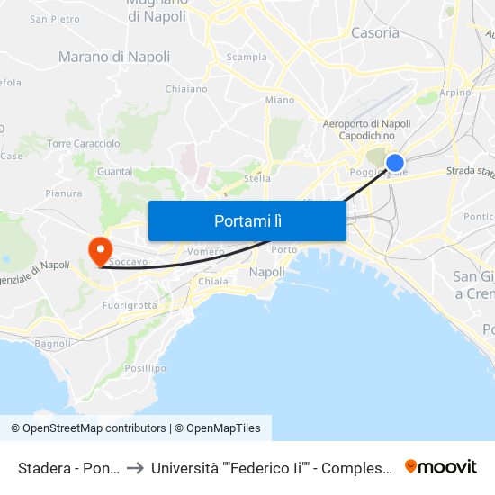 Stadera - Ponte Ferrovia to Università ""Federico Ii"" - Complesso Di Monte Sant'Angelo map