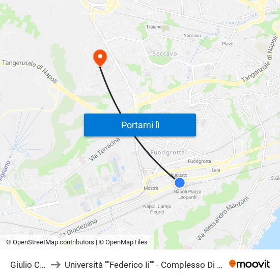 Giulio Cesare to Università ""Federico Ii"" - Complesso Di Monte Sant'Angelo map