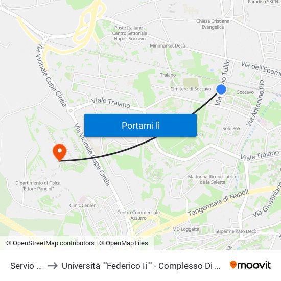 Servio Tullio to Università ""Federico Ii"" - Complesso Di Monte Sant'Angelo map