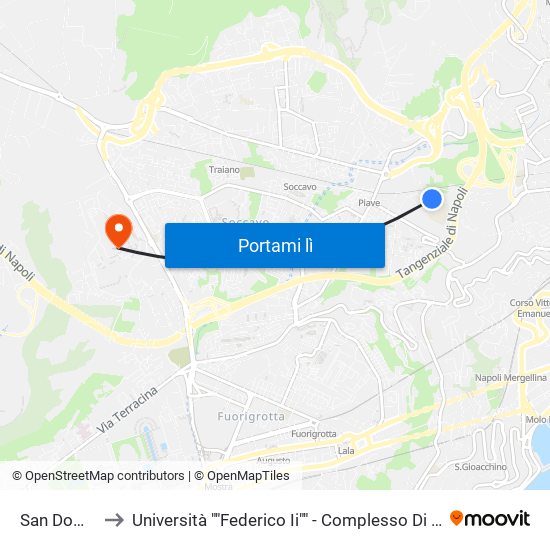 San Domenico to Università ""Federico Ii"" - Complesso Di Monte Sant'Angelo map
