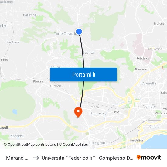 Marano Pianura to Università ""Federico Ii"" - Complesso Di Monte Sant'Angelo map