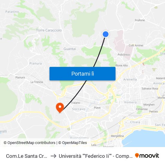 Com.Le Santa Croce Ad Orsolone to Università ""Federico Ii"" - Complesso Di Monte Sant'Angelo map
