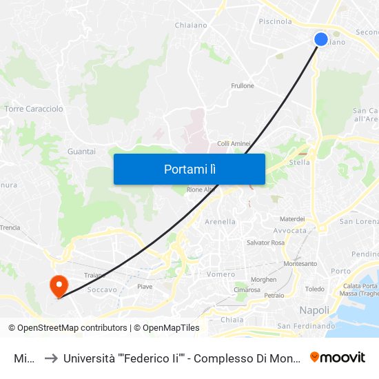 Miano to Università ""Federico Ii"" - Complesso Di Monte Sant'Angelo map