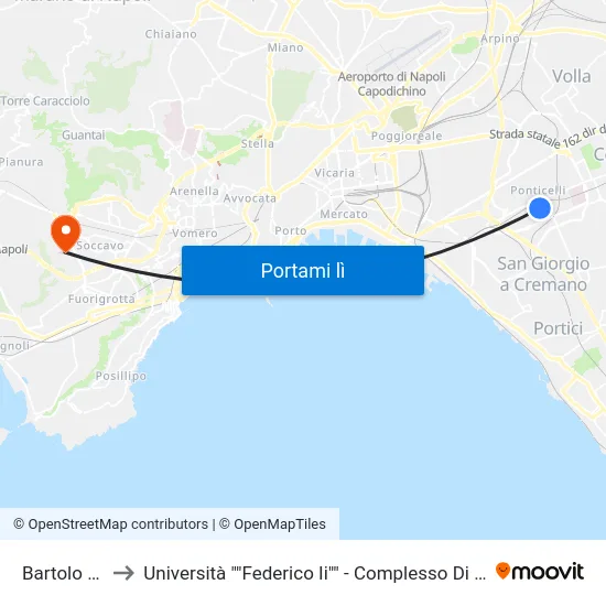 Bartolo Longo to Università ""Federico Ii"" - Complesso Di Monte Sant'Angelo map