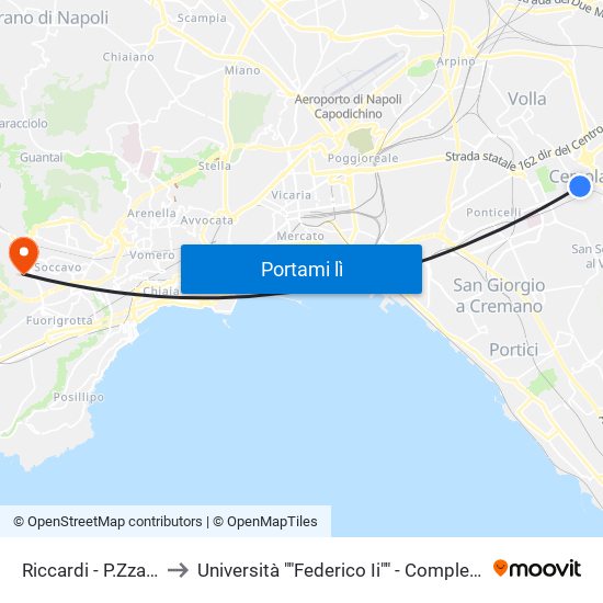 Riccardi - P.Zza Della Libertà to Università ""Federico Ii"" - Complesso Di Monte Sant'Angelo map