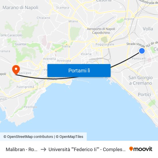 Malibran - Rotatoria Arin to Università ""Federico Ii"" - Complesso Di Monte Sant'Angelo map