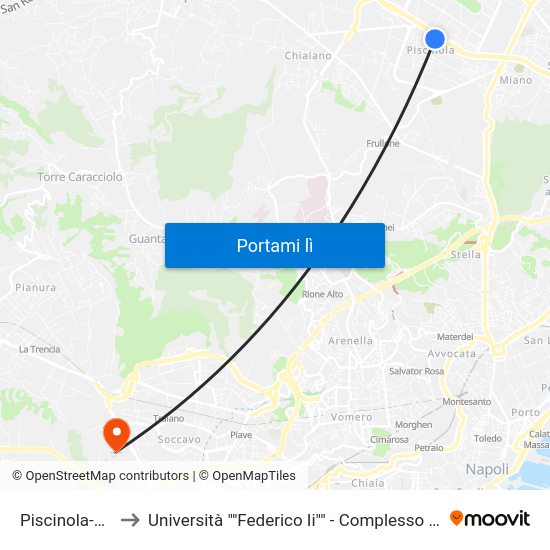 Piscinola-Scampia to Università ""Federico Ii"" - Complesso Di Monte Sant'Angelo map